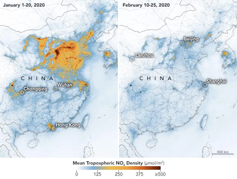 Menos contaminación en China - Nasa1