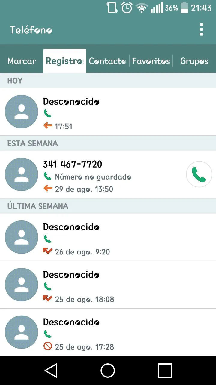 Regitros de llamadas desde Calls Centers