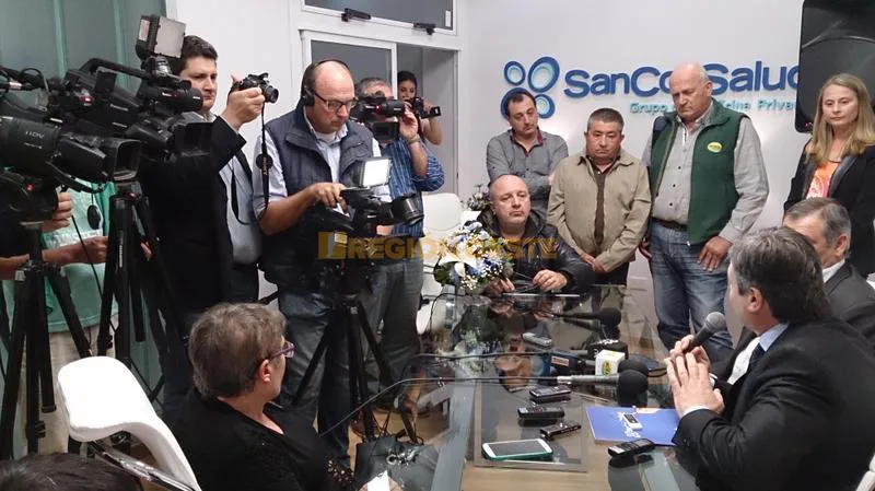 Conferencia de prensa en las nuevas instalaciones de Sancor Salud en Rafaela 