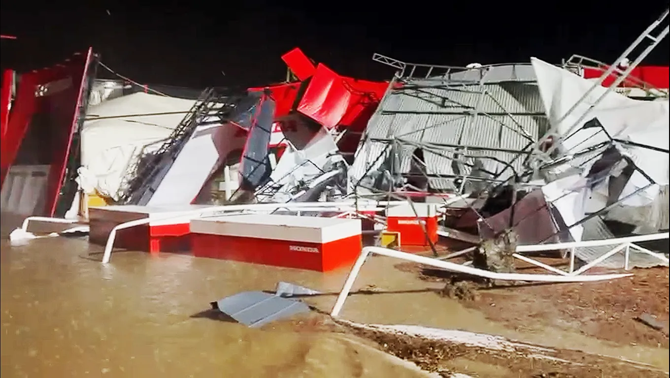 Tormenta en expo agro stands rotos