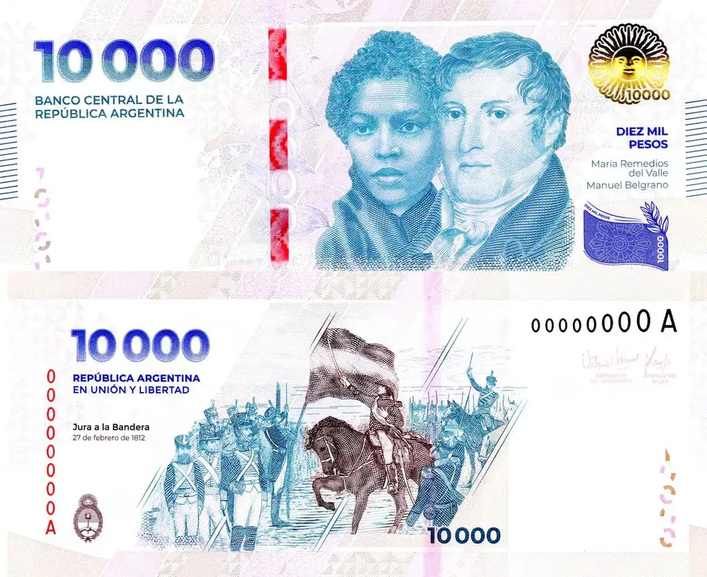 Nuevo billete de 10000 pesos argentinos 2