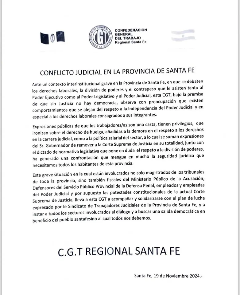 Comunicado CGT Sante Fe