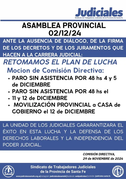Comunicado Judiciales Santa Fe
