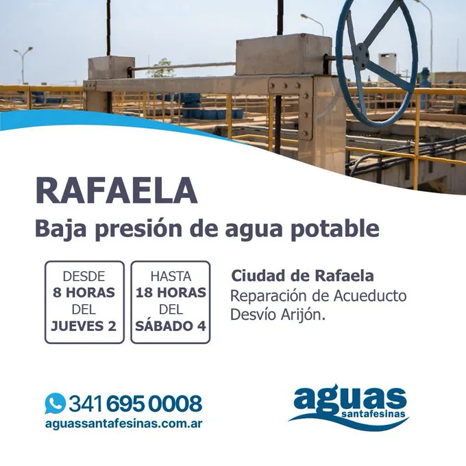 Baja presión de agua en Rafaela