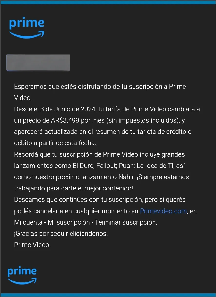 Aumento de Prime Video