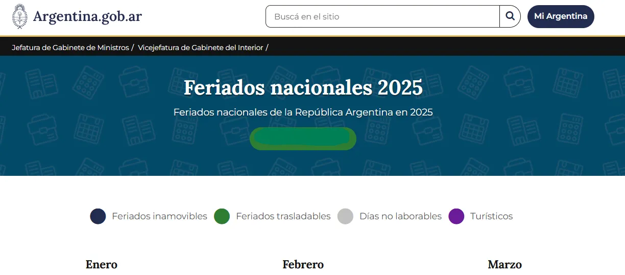Feriados nacionales 2025